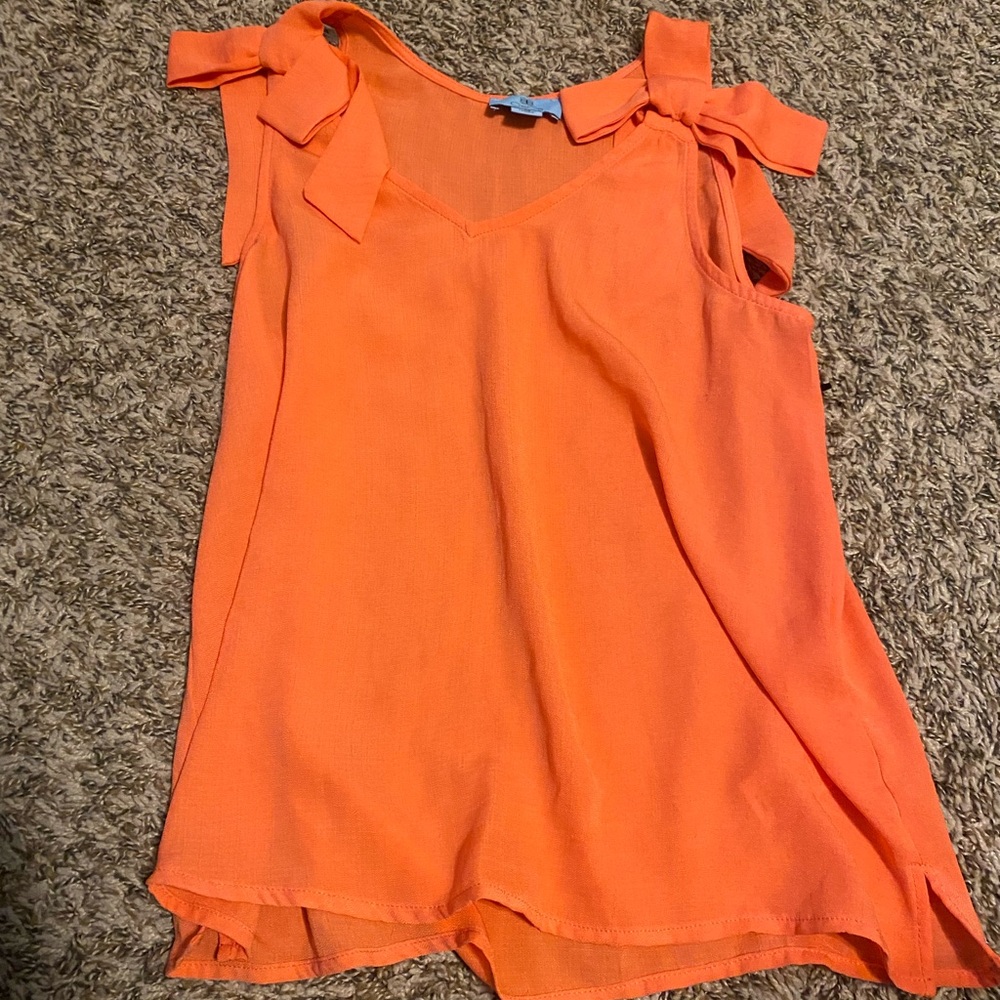 CeCe Vibrant Orange Tank Top with Shoulder Ties